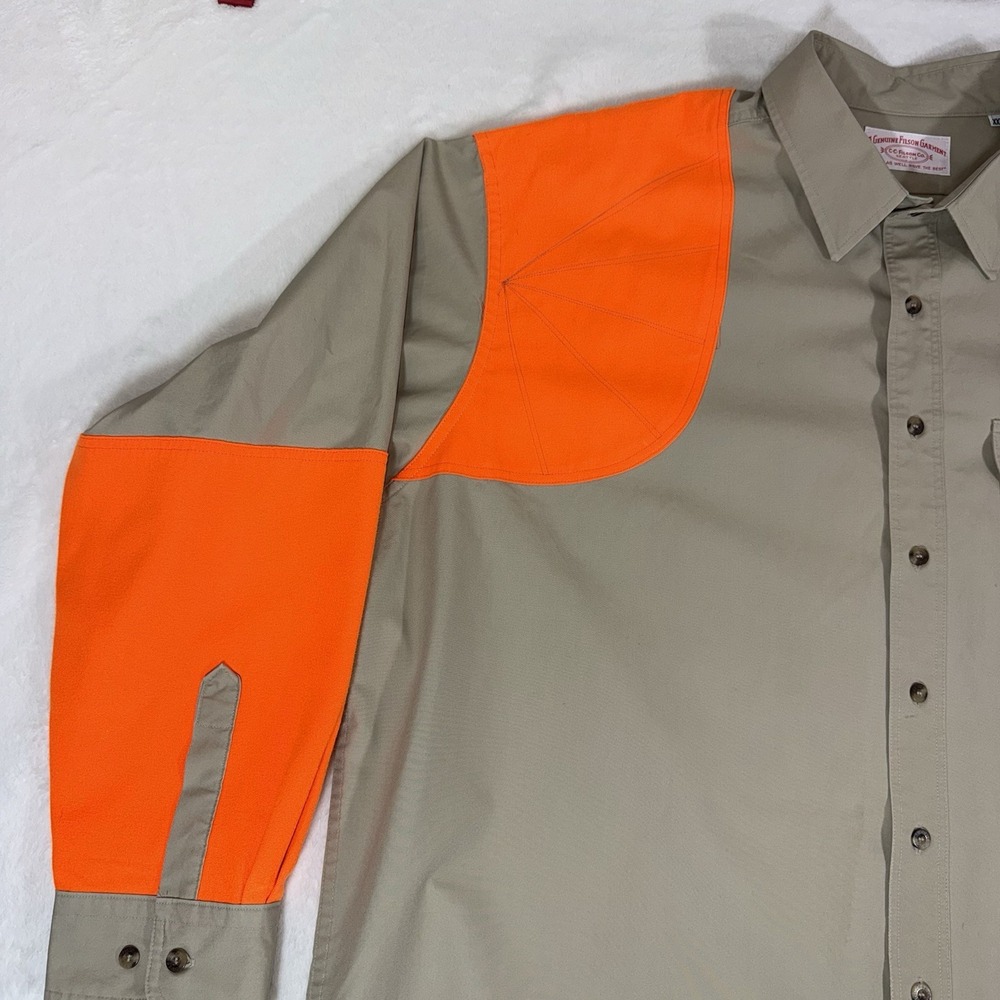 Vtg 90s C.C. Filson Co. Padded Hunting Shooting Shirt Orange Khaki Gorp Sz XXXL - Picture 4 of 16